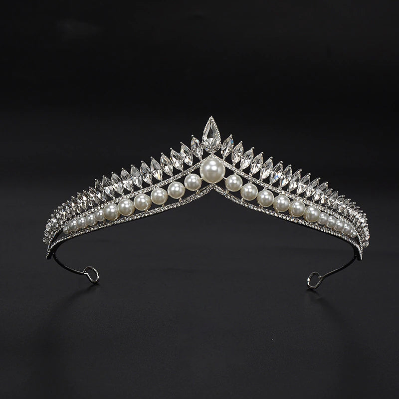 Luxury Pearl Crystal Princess Tiaras Crown