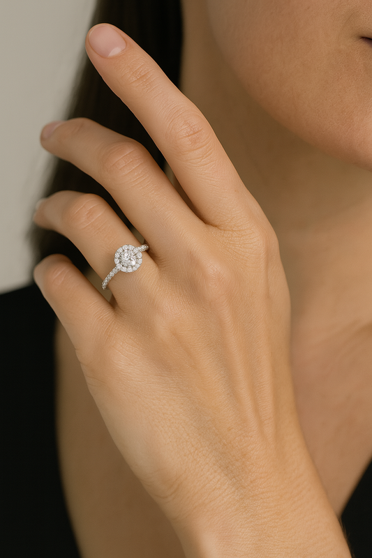 14K White Gold Engagement Ring | 0.5ct Round-Cut CVD Lab-Grown Diamond EF Color VS1 with IGI Certification for Women - HER SHOP®