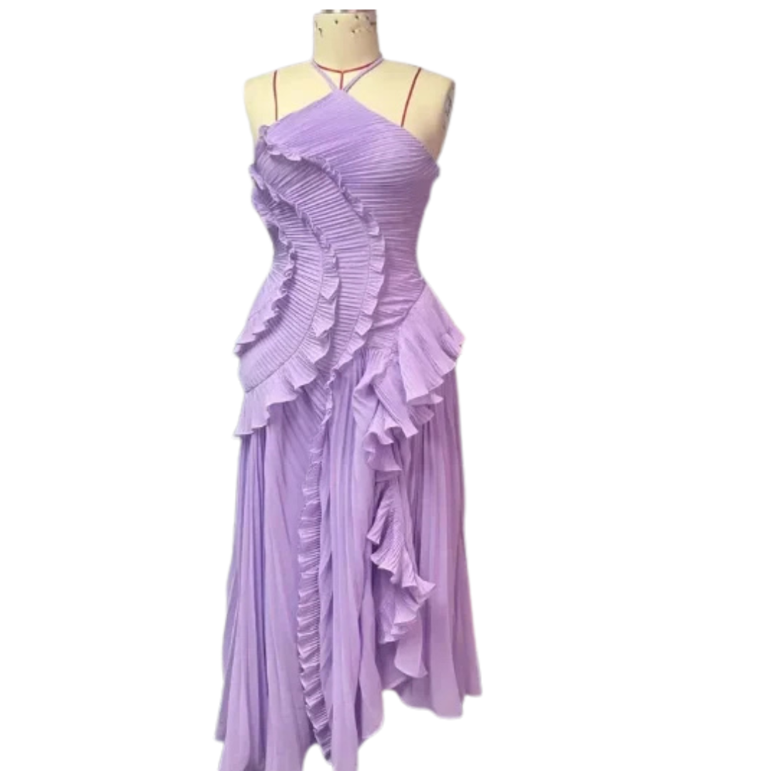 Women Elegant Casual Green Sling Print Summer Dress