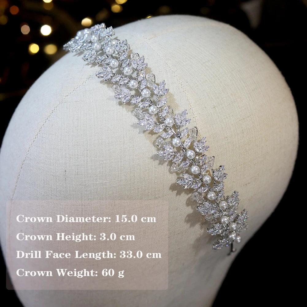 2028 New Crystal Pearl Hairbands Fashion Bridal Tiara Crowns Wedding Hair Accessories CZ Headwear Bridesmaid Headband Jewelry
