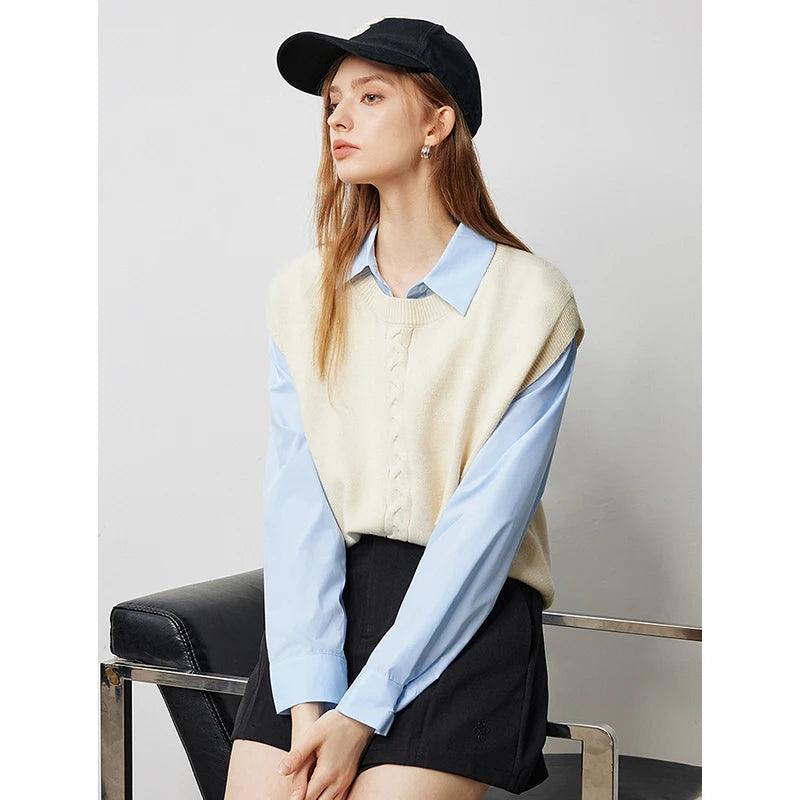 2024 Women’s Twisted Knit Sleeveless V-Neck Vest – Autumn Pullover Sweater Top