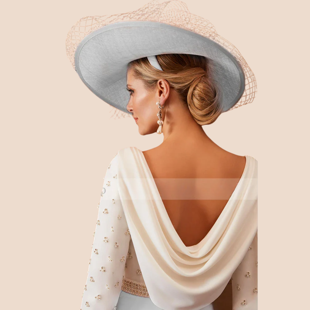 Luxury Tea-Length Mother of the Bride Dress – Elegant Midi A-Line Gown with 3/4 Sleeves for Weddings & Formal Events