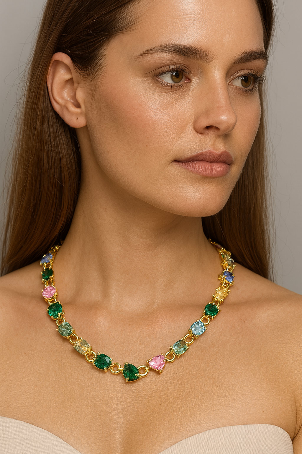 925 Sterling Silver Colorful Lab Sapphire Gemstone Necklace Custom Chain Jewelry for Women | Birthday & Anniversary Gift