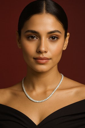 925 Sterling Silver Moissanite Tennis Necklace | Sparkling Fine Jewelry for Women | Party & Special Occasion