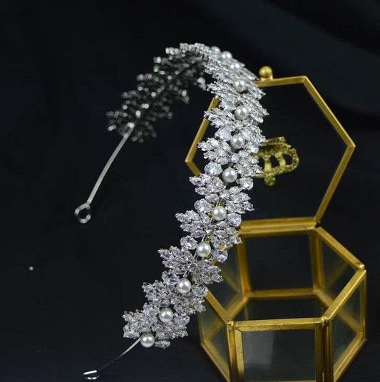 Bridal Headband Wedding Headdress Cubic Zirconia Princess Bride Tiaras Crowns Women Birthday Party Prom Hair Jewelry Hairband - HER SHOP