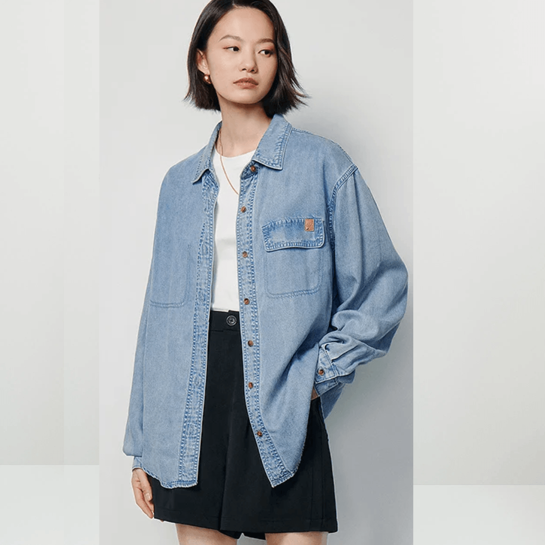 Women's Denim Top – Lightweight Lyocell Shirt - HER SHOP