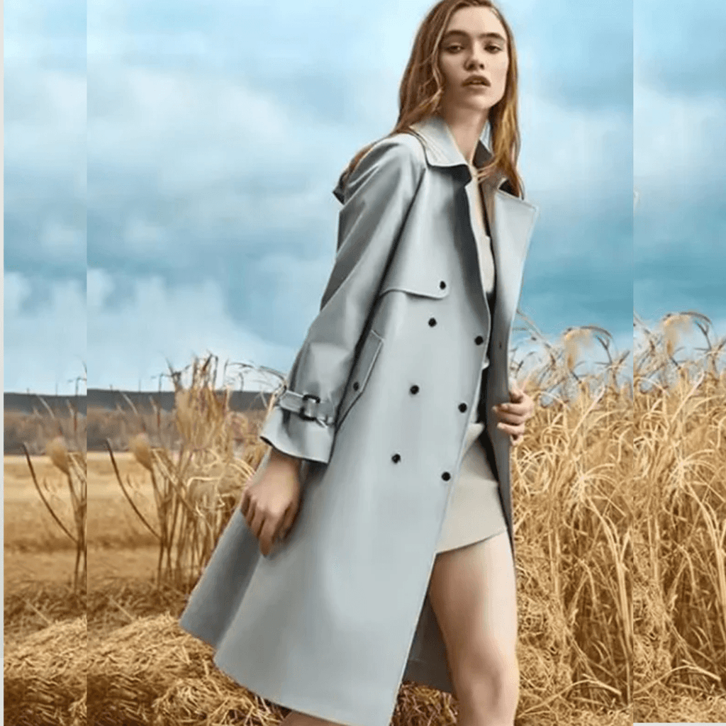 Casual long trench coat double breasted adjustable waist. HER SHOP