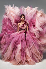 Pink One-Shoulder Evening Dress - Custom Made, Floor-Length with Gorgeous Handmade Flowers - High-Quality
