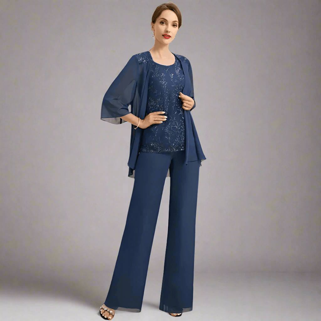 Chiffon Sequin Jumpsuit for Mother of Bride Evening Wear HER SHOP Chiffon Sequin Jumpsuit for Mother of Bride Evening Wear HER SHOP