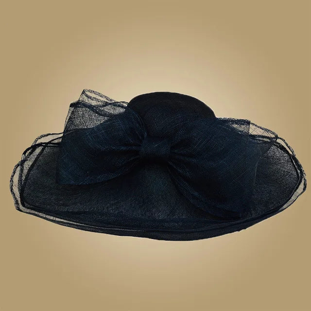 Elegant Black And White Fascinator Hats For Wedding Church Sinamay Hats With Big Bowknot Kentucky Derby Hat Fedora Tea Party