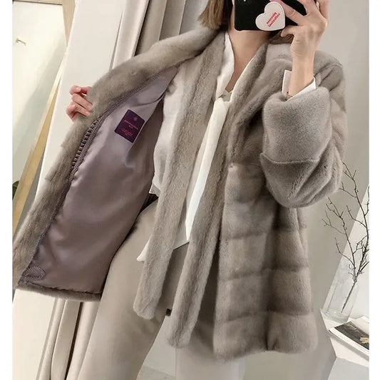 Fancy Warm Mink Fur Coat for Women - HER SHOP