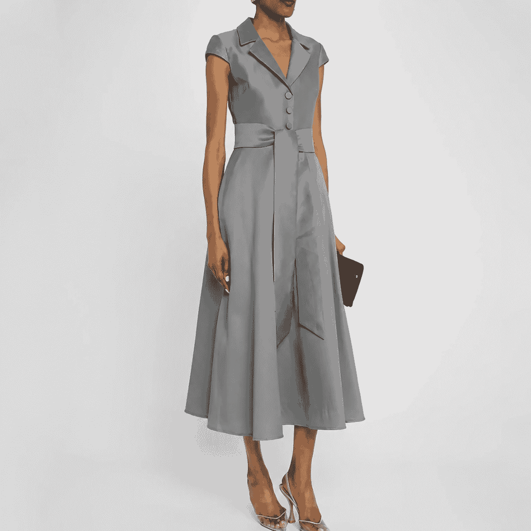 V-Neck Satin A-Line Tea-Length Cocktail Dress