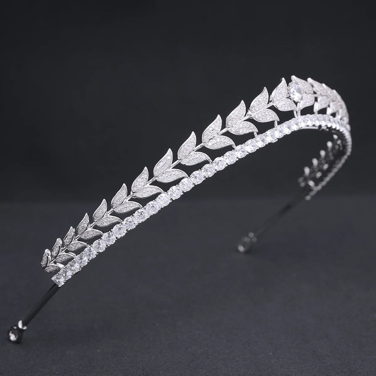 Pretty Cubic Zirconia Tulip Tiara Headband  Crystal Bridal Hairpiece for Weddings, Proms & Parties