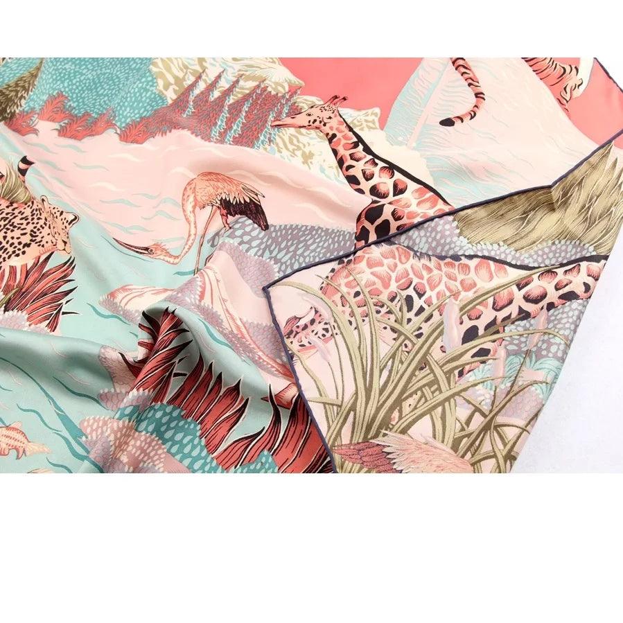 100% Twill Silk Scarf Women Large Square Silk Shawl Wraps 35"