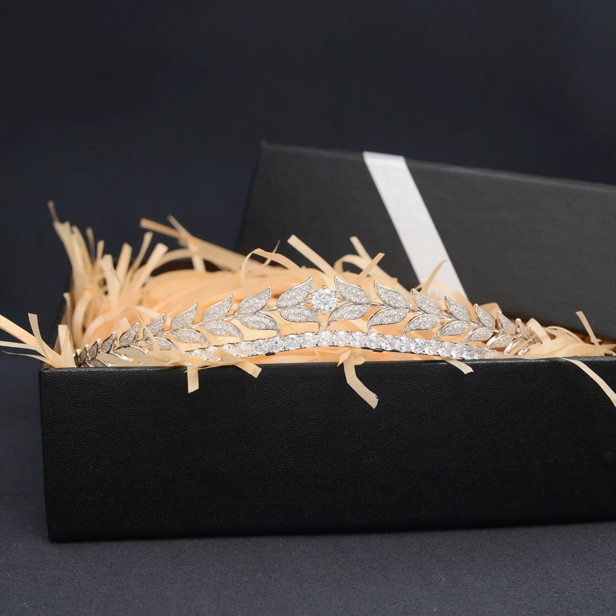 Pretty Cubic Zirconia Tulip Tiara Headband  Crystal Bridal Hairpiece for Weddings, Proms & Parties