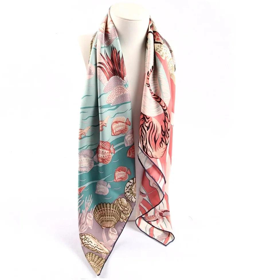 100% Twill Silk Scarf Women Large Square Silk Shawl Wraps 35"