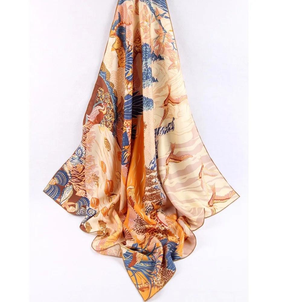 100% Twill Silk Scarf Women Large Square Silk Shawl Wraps 35"