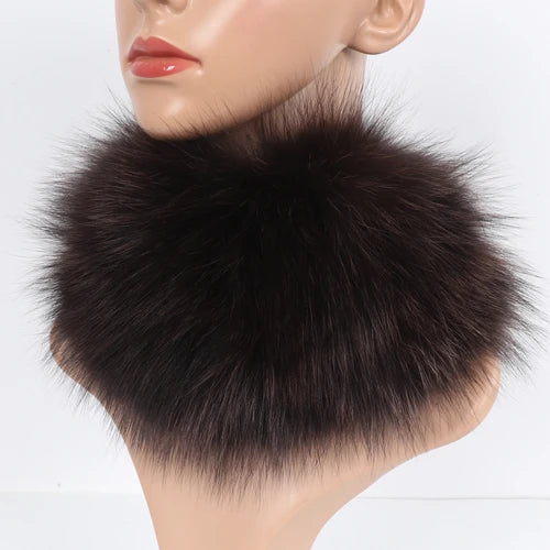 Women's Real Fox Fur Ring Scarf & Headband– Luxury Winter Neck Warmer Muffler, 100% Natural Fur with Good Elastic