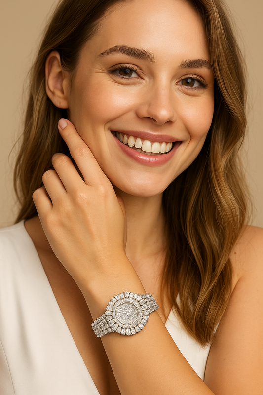 HER JEWELIFE 19cm Women's Full Crystal Watch AAA Cubic Zirconia Bracelet Watch for Wedding Party Jewelry | Japan Movement | Waterproof - HER SHOP