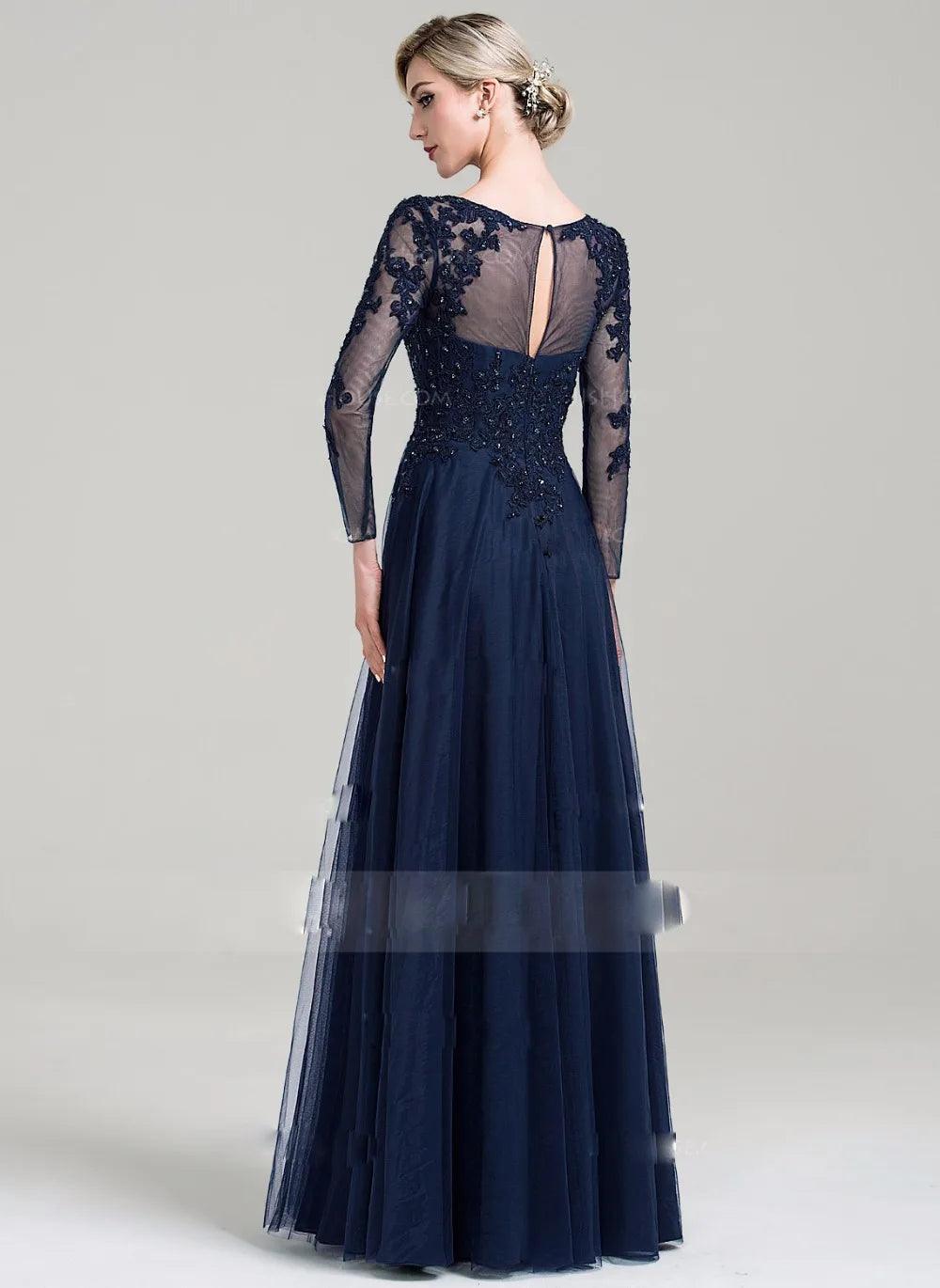 Tulle Scoop Neck Mother of Bride Dress with Sequins