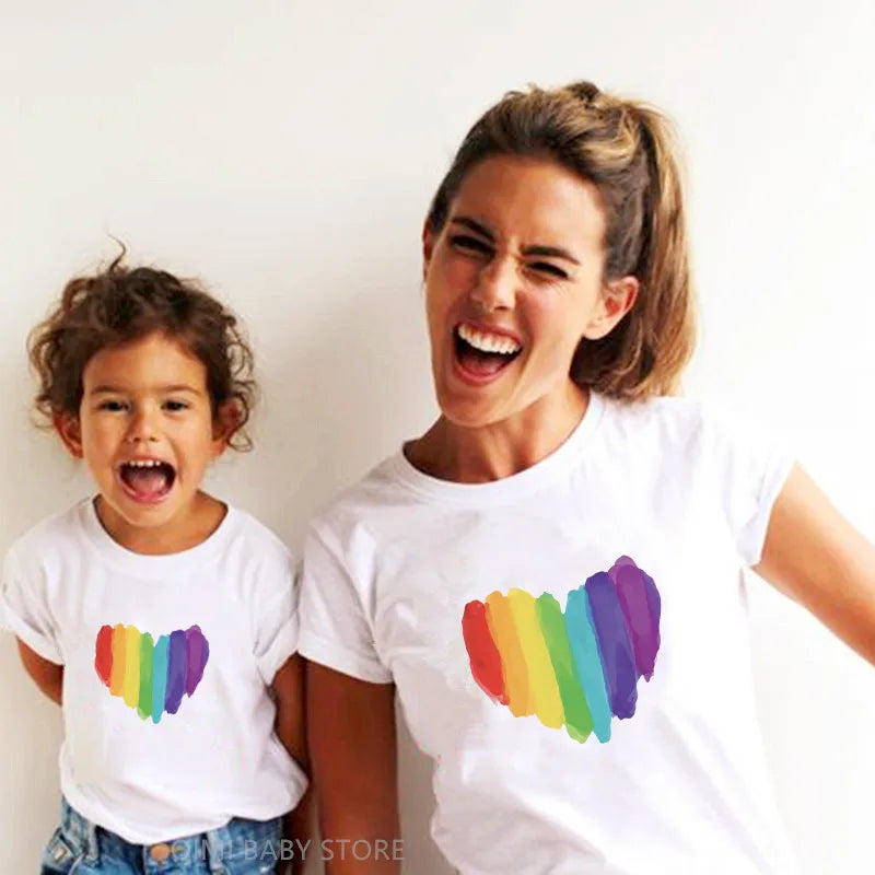 Fashion Family Look Mother and Daughter Family Matching Clothes Punk Mama Mini Princess T-shirt Tops For Mommy Kids