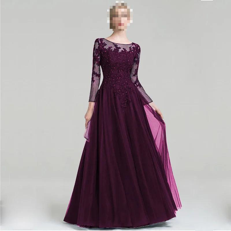 Tulle Scoop Neck Mother of Bride Dress with Sequins
