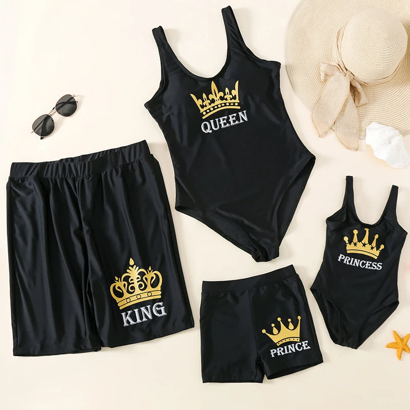 Family Matching Floral Swimwear – Mommy & Me Swimsuits and Men’s Boy Swim Trunks for Beach Holidays