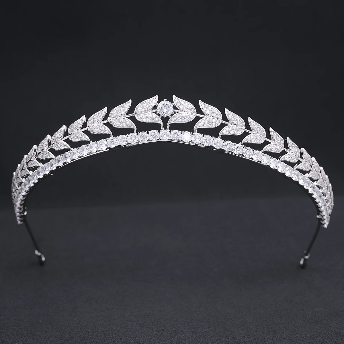 Pretty Cubic Zirconia Tulip Tiara Headband  Crystal Bridal Hairpiece for Weddings, Proms & Parties