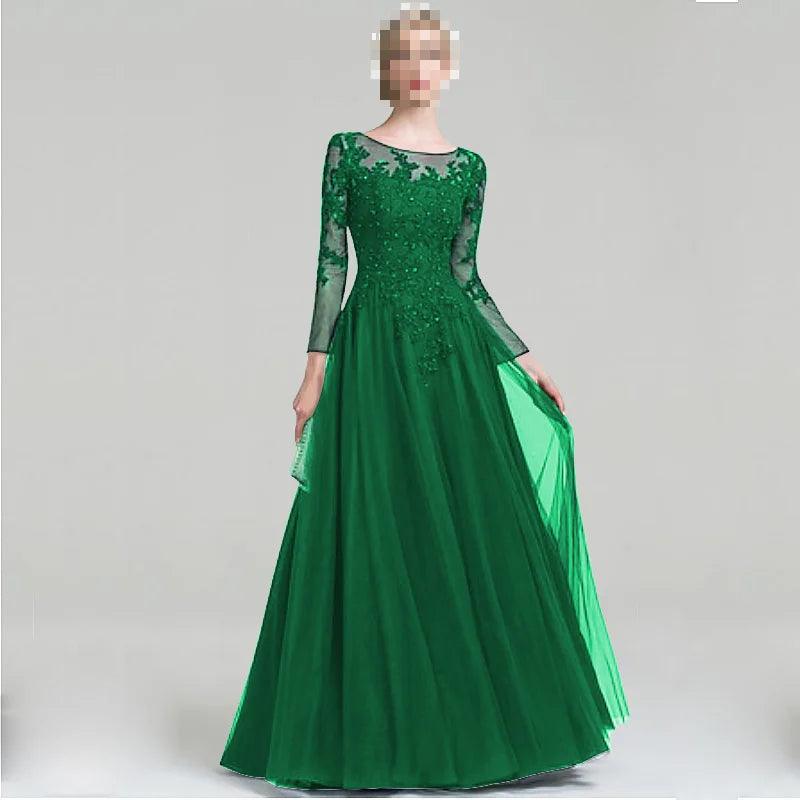 Tulle Scoop Neck Mother of Bride Dress with Sequins