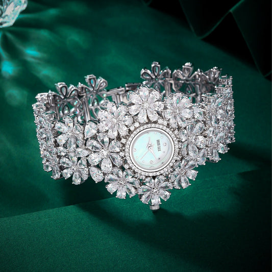 Women's 19cm Full Crystal Watch – AAA Cubic Zirconia, Japan Movement, Waterproof Wedding & Party Jewelry - HER SHOP