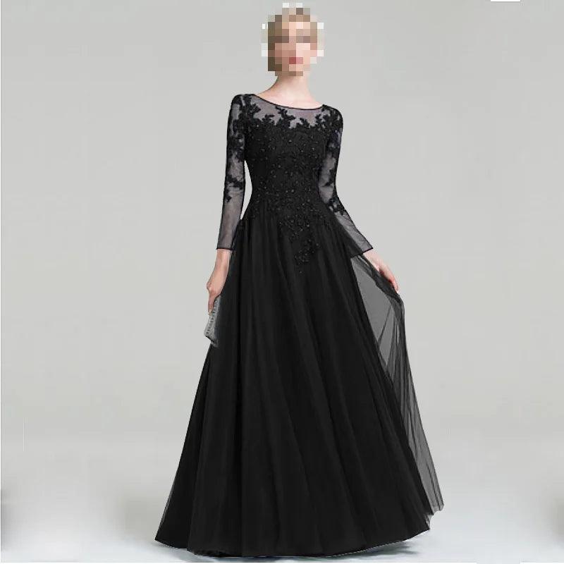 Tulle Scoop Neck Mother of Bride Dress with Sequins