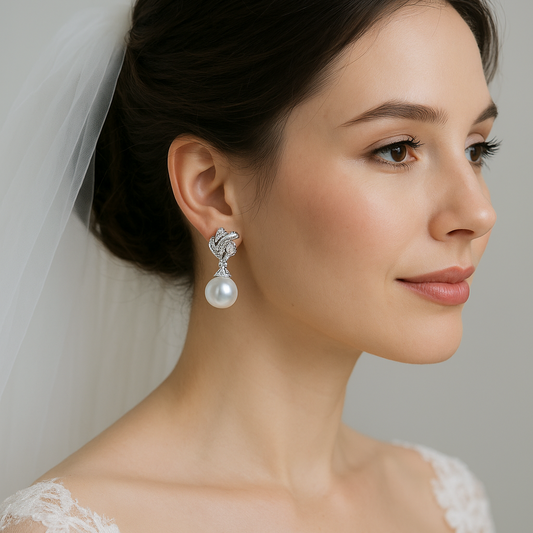 925 Sterling Silver Round 10-11mm Natural Freshwater White Pearl Drop Dangle Earrings Women's Holiday Gift - HER SHOP