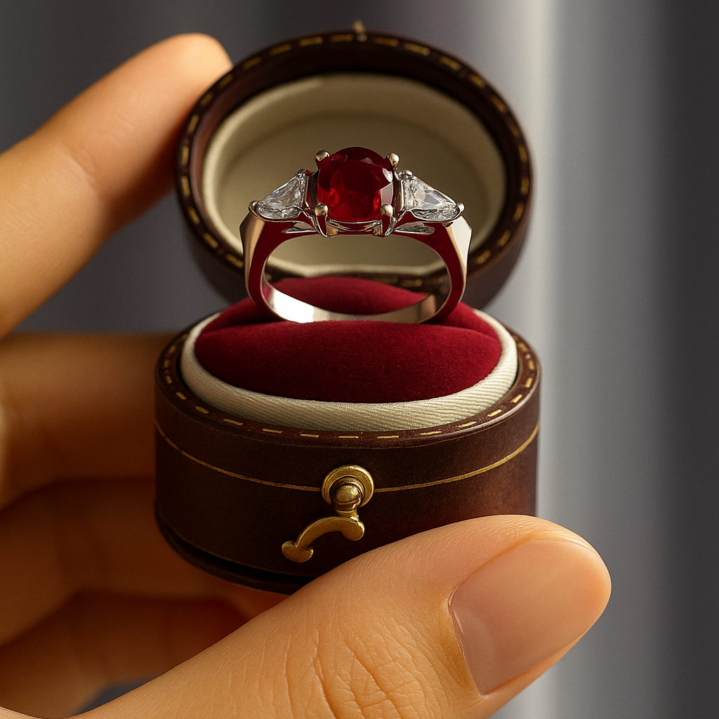 Solid 14K White Gold & Platinum Lab-Grown Ruby and Lab-Grown Diamond Jewelry Set – Necklace (Total 100ctw), Earrings (Total 16.5ctw)