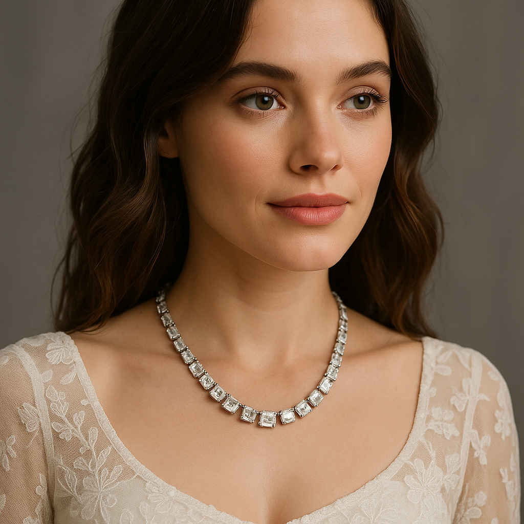 Luxury 925 Sterling Silver Necklace - Emerald Round Cut Lab Sapphire for Women, Anniversary Jewelry Gift