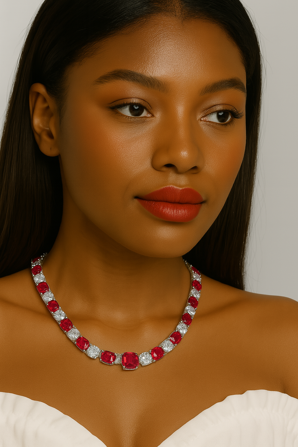 Luxury 925 Sterling Silver Necklace with Sapphire & High-Carbon Diamond Accents