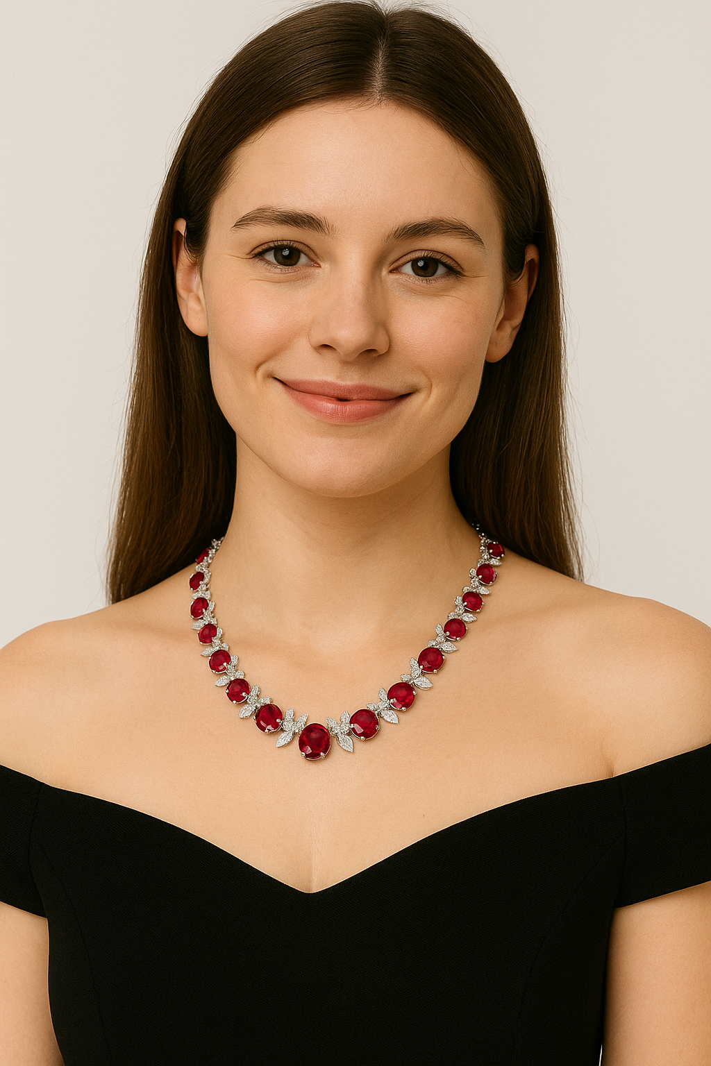 Luxury 925 Sterling Silver Oval-Cut Ruby Necklace | High Carbon Diamond Gemstones | Fine Jewelry for Women | Anniversary Gift