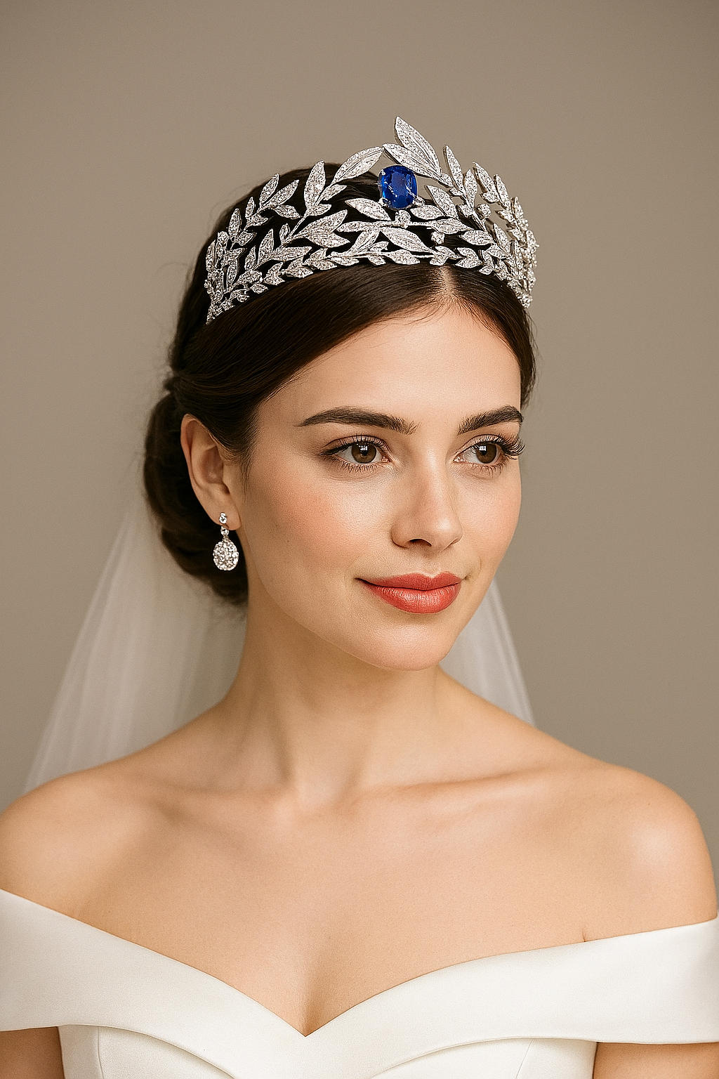 Luxury Platinum-Plated Leaf Tiara – Cubic Zirconia Bridal Crown for Weddings & Proms