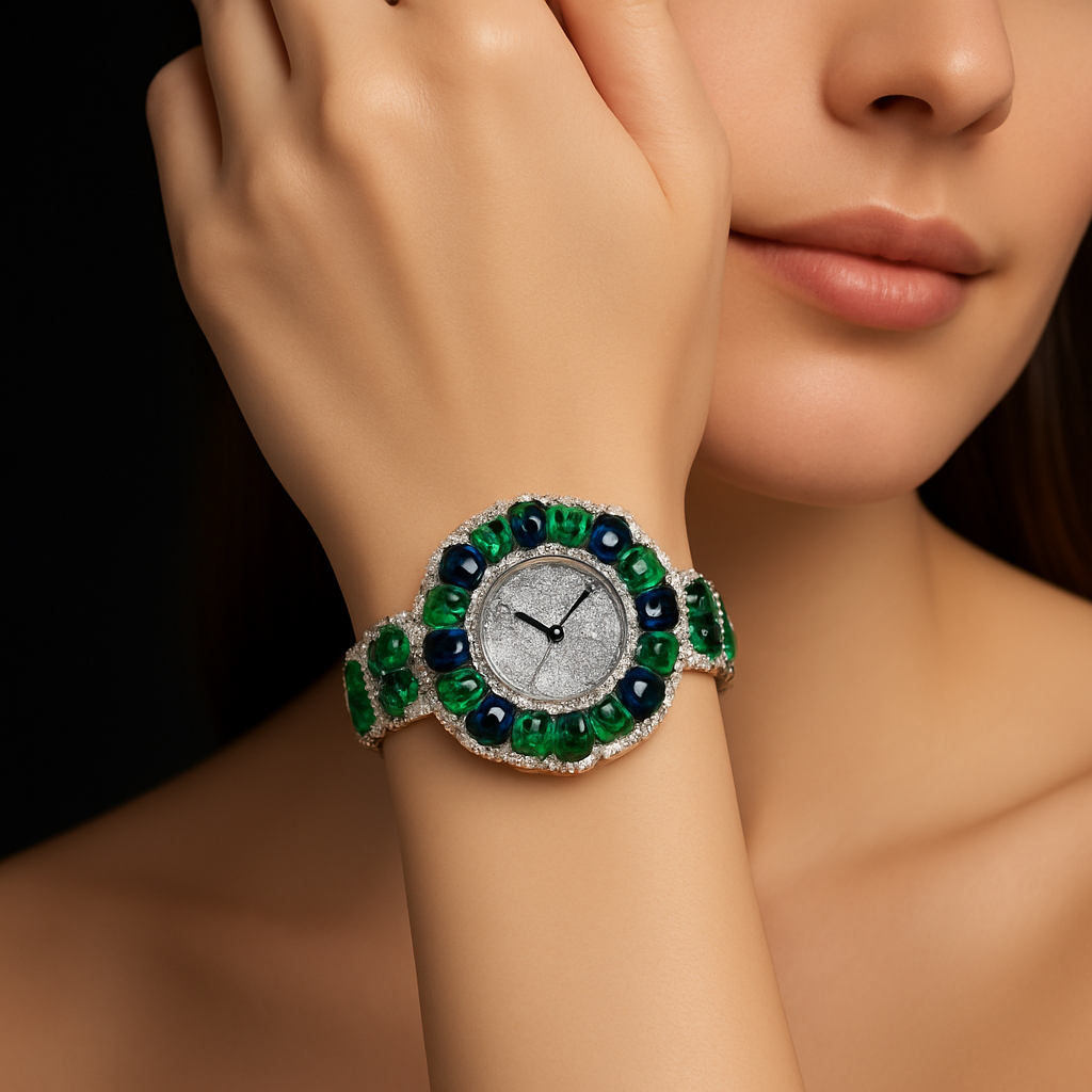Luxury Woman Bracelet Gemstone Wristwatch 925 Sterling Silver Original High Quality Bracelet Elegant Woman Quartz Watch