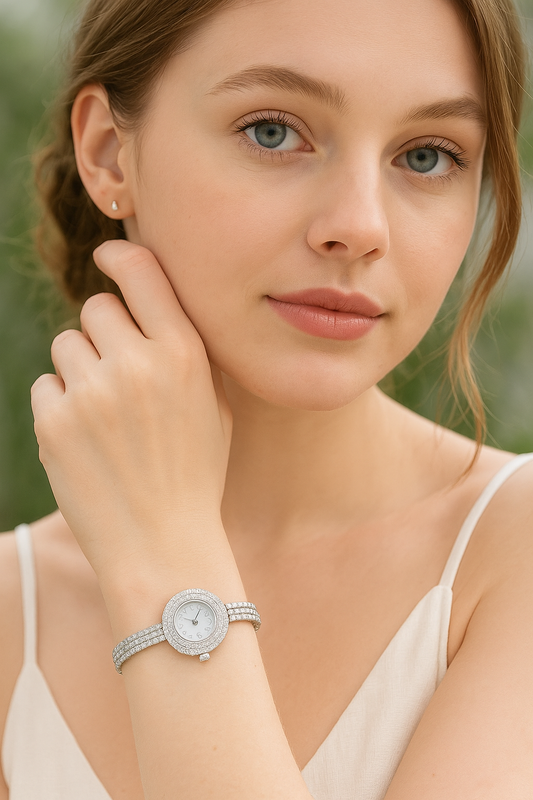 Luxury Women's Cubic Zirconia Bracelet Watch | Elegant Full CZ Crystal Timepiece for Weddings & Parties - HER SHOP - HER SHOP