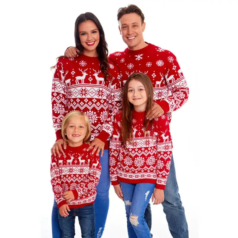 Matching Family Christmas Pajamas  Cotton Merry Christmas Print Sweater Set for Mom, Dad, and Kids - HER SHOP