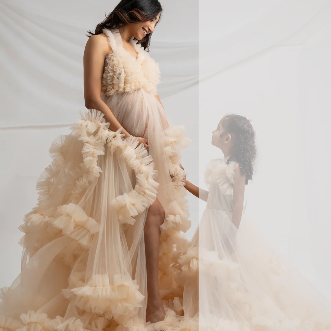 Tiered Ruffle Mommy and Me Dresses for Photoshoots