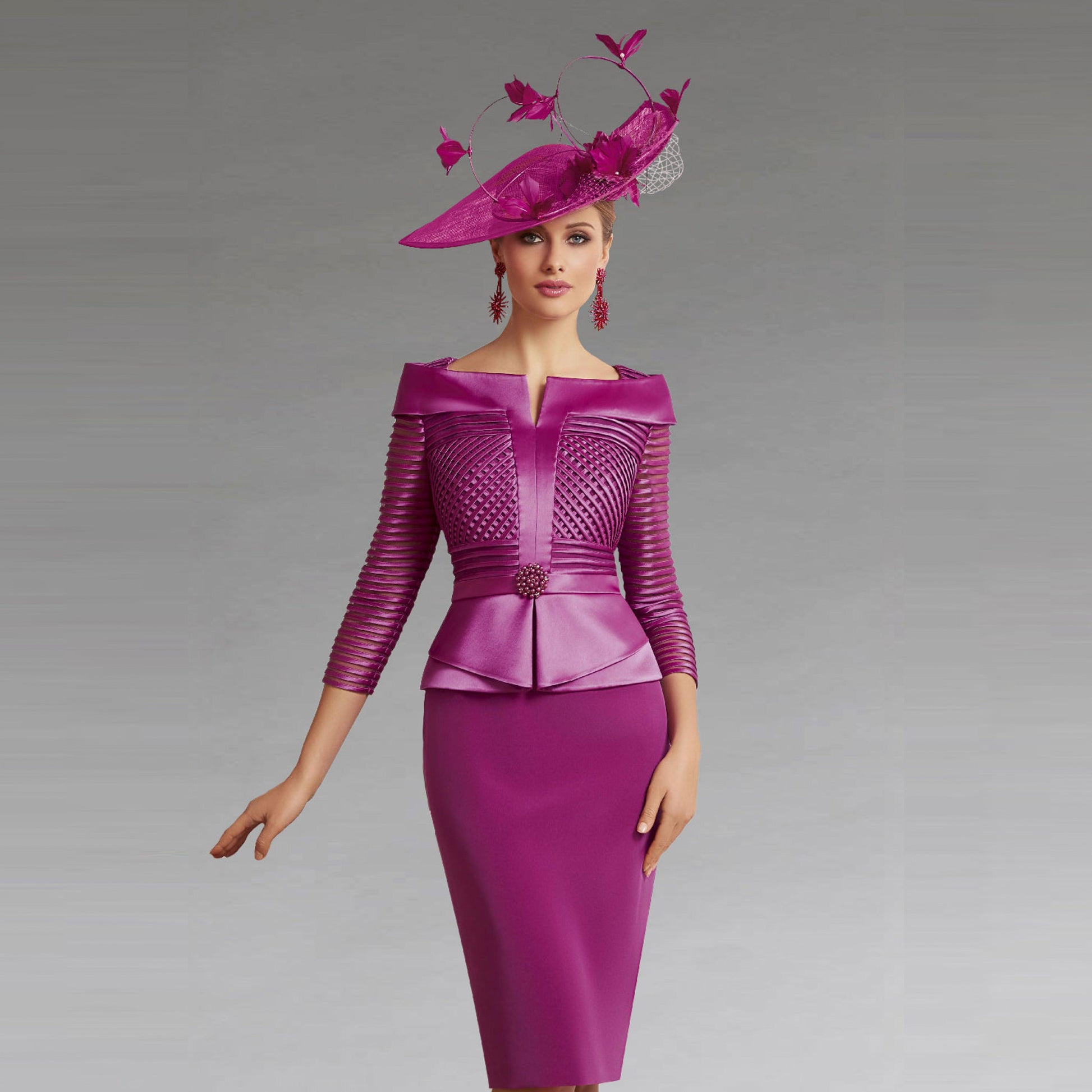 Plus Size Satin Mother of Bride Dress with Pearls