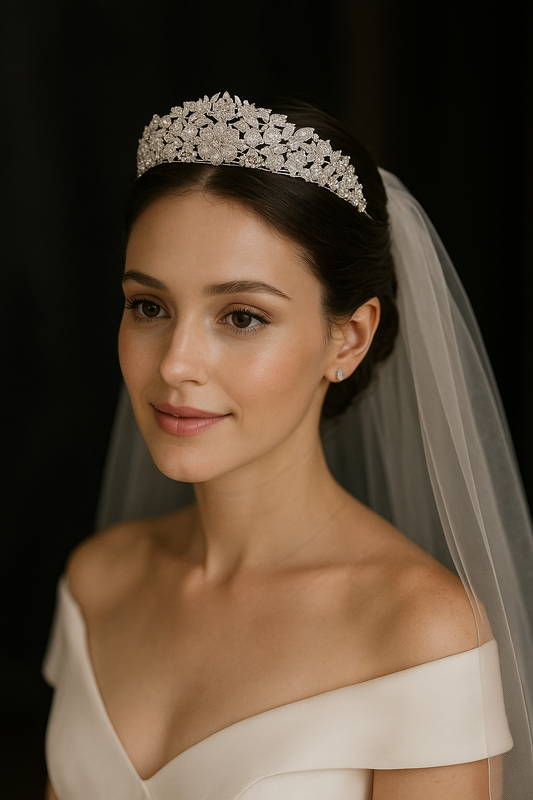 Popular Cubic Zirconia Flower Bud Wedding Tiara for Girls Sparkling CZ Bridal Headpiece for Parties & Special Occasions - HER SHOP