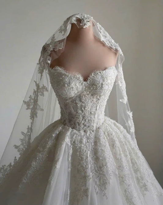 Vestido De Novia Princesa Lace Wedding Dress Mangas Desmontables Corset Vestidos 2025 Alta Calidad Bespoke Elegante Woman Noiva - HER SHOP®