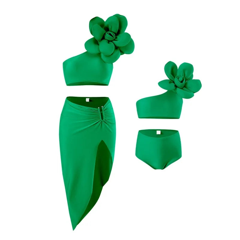 Leaf Print Swimwear Family Matching Outfits Look Mother Daughter Bikini Swimsuits Mommy and Me Clothes Dad Son Swimming Trunks