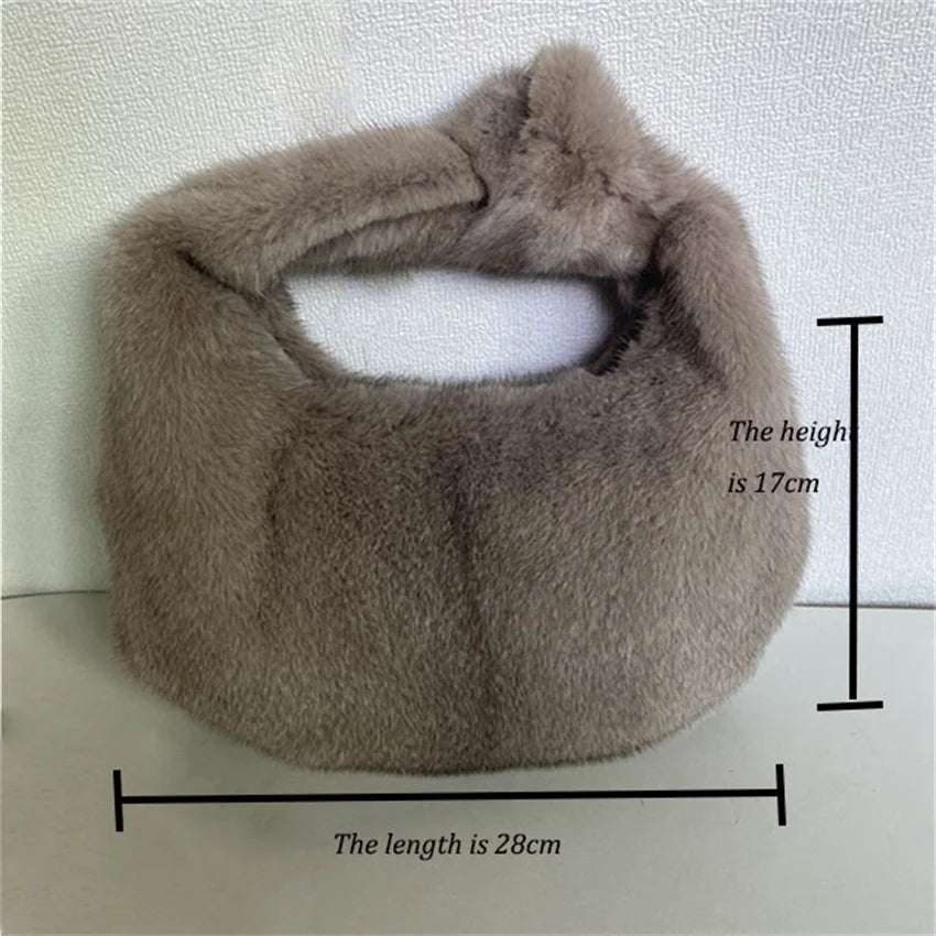 Luxury Real Mink Fur Handbag – Women’s Leather Party & Evening Bag