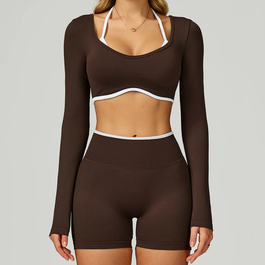 Seamless Yoga Set 2PCS Gym Workout Clothes Women Tracksuit Push Up Bra High Waist Leggings Fitness Top Sportswear Sports Suits - HER SHOP