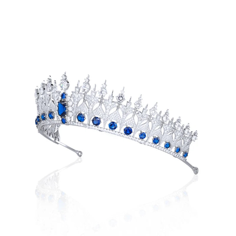 Zirconia Dutch Sapphire Replica Tiara Blue Crystal Queen Tiara for Women | Royal Wedding & Formal Hair Accessory