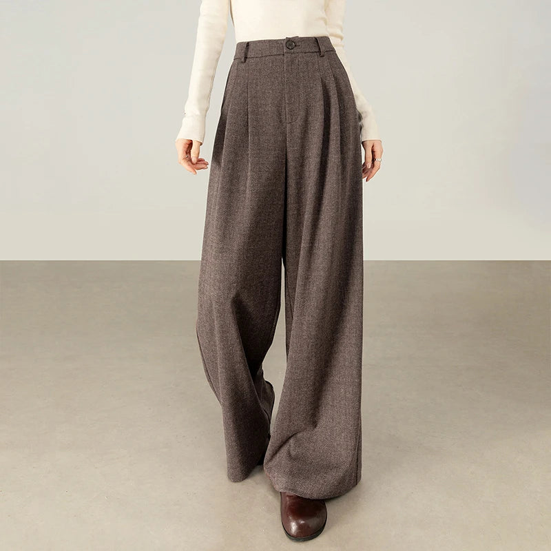 Elegant Knit Wide-Leg Pants – Autumn Office Casual Trousers for Women
