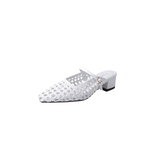 Gold open-toe shoes with a decorative pattern worn by a person, on a neutral background with Dilalula branding. - HER SHOP